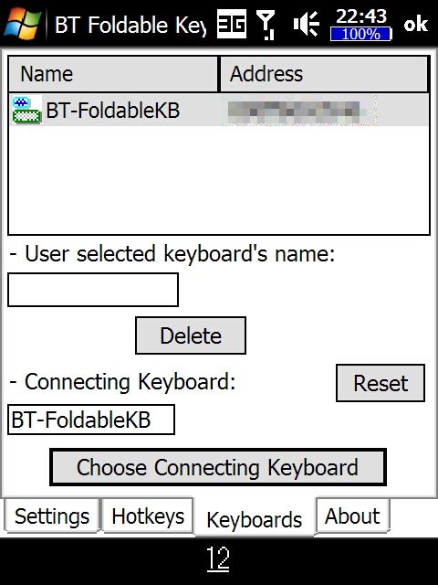 BT Foldable Keyboard Bluetooth SPP のキーボード設定