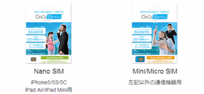 SIM 形状を選べます